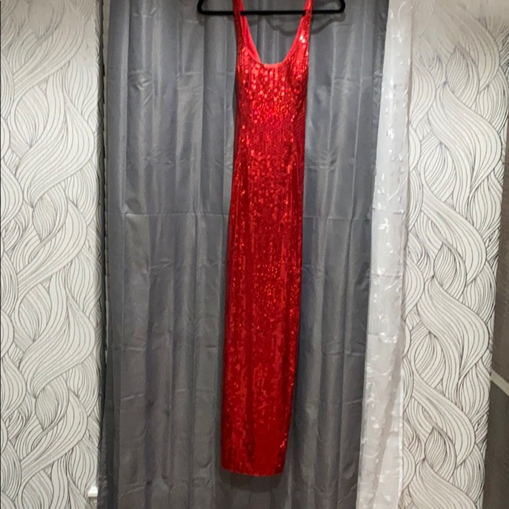 Red sequin dress